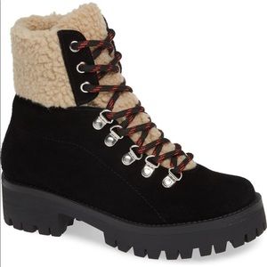 Steve Madden lace up shearling Lug boots